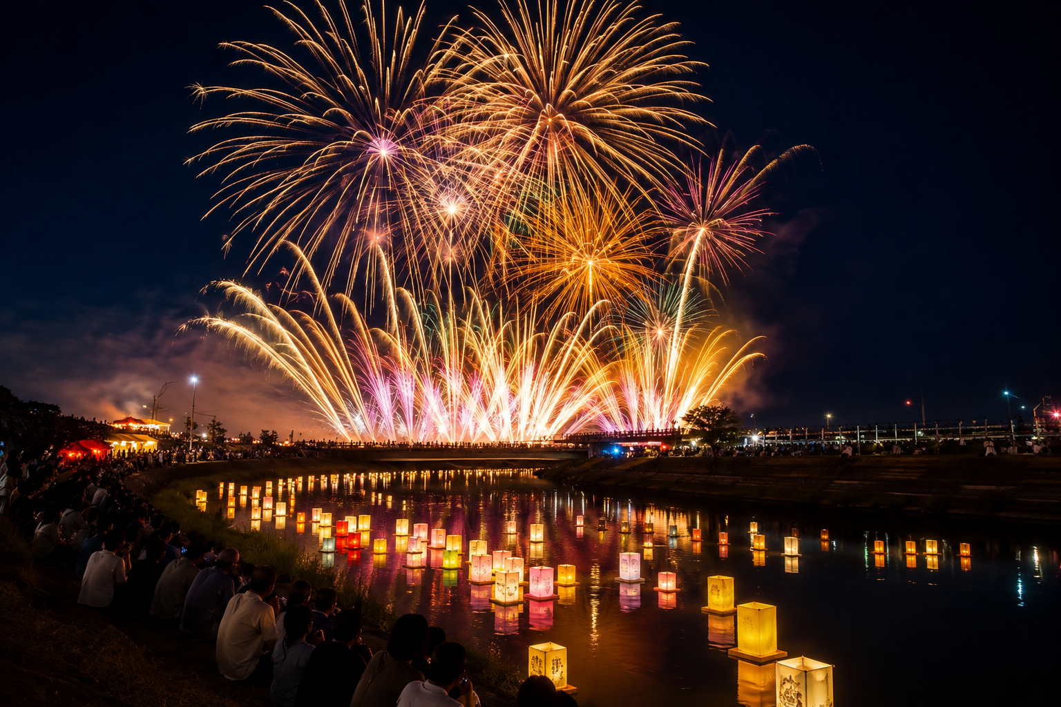 高崎市新町ふるさと祭り花火大会・灯籠流し