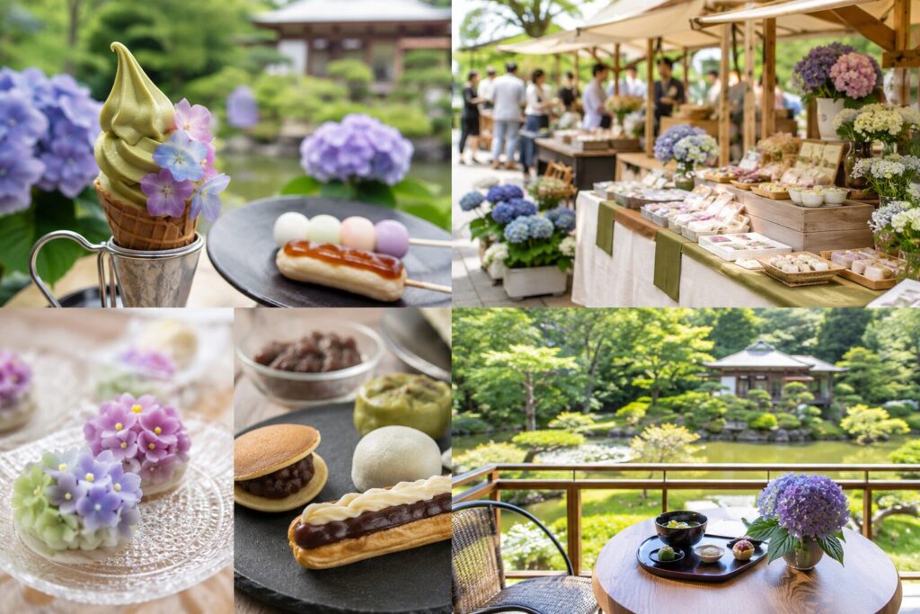 現在の画像: アジサイと抹茶のミニマルシェ